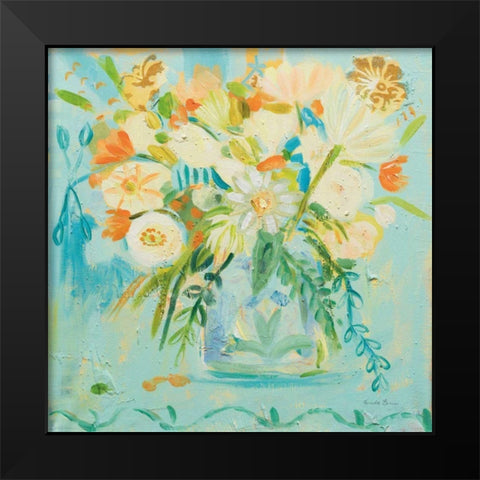 Misty Blue Black Modern Wood Framed Art Print by Zaman, Farida