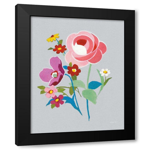 Alpine Bouquet I Gray Black Modern Wood Framed Art Print by Nai, Danhui