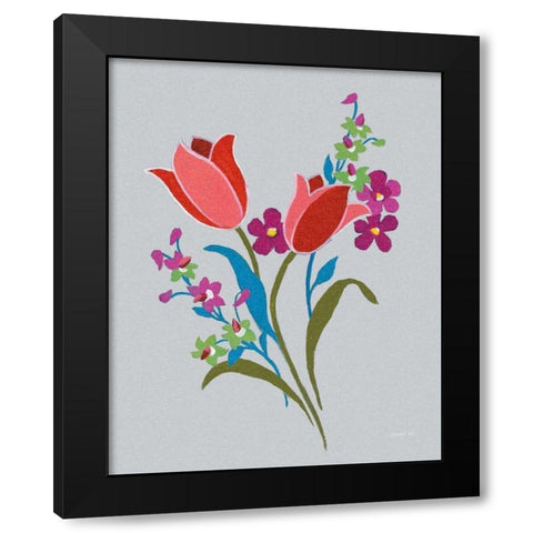 Alpine Bouquet IV Gray Black Modern Wood Framed Art Print by Nai, Danhui