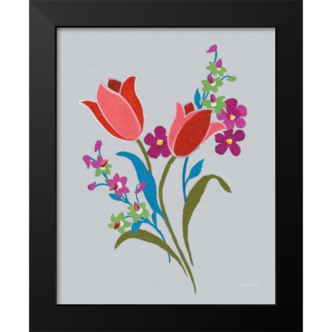 Alpine Bouquet IV Gray Black Modern Wood Framed Art Print by Nai, Danhui