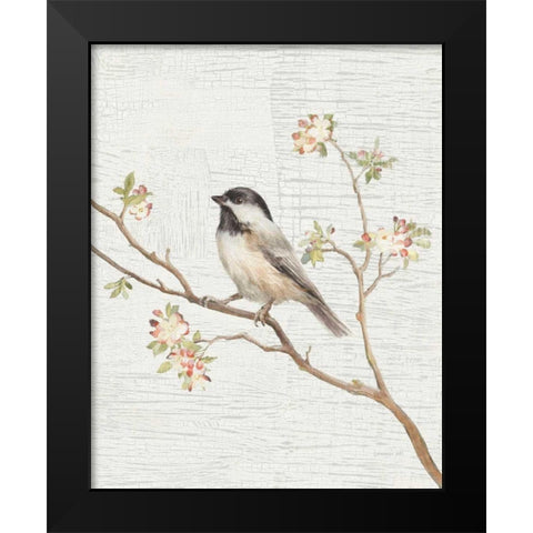 Black Capped Chickadee Vintage v2 Black Modern Wood Framed Art Print by Nai, Danhui