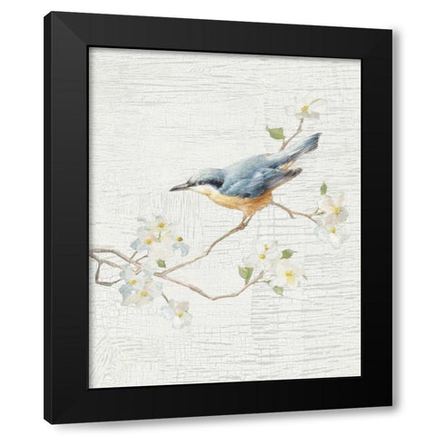 Nuthatch Vintage v2 Black Modern Wood Framed Art Print by Nai, Danhui