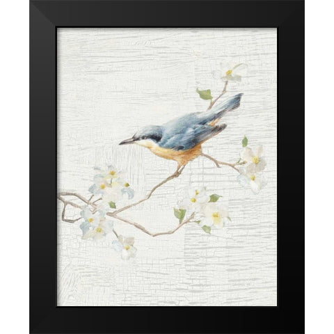 Nuthatch Vintage v2 Black Modern Wood Framed Art Print by Nai, Danhui