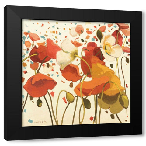 Coral Confetti Black Modern Wood Framed Art Print by Novak, Shirley