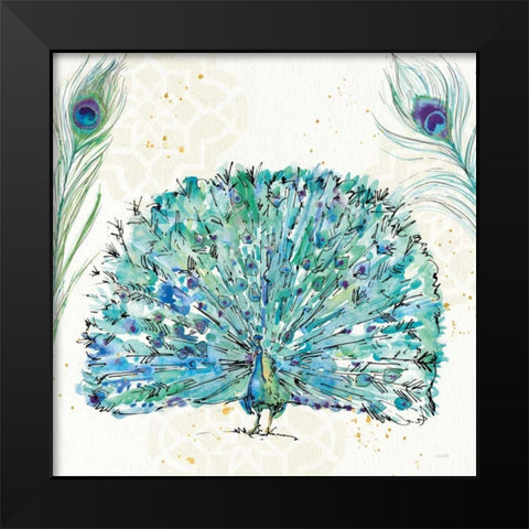 Peacock Garden IX Purple Square no Words Black Modern Wood Framed Art Print by Tavoletti, Anne