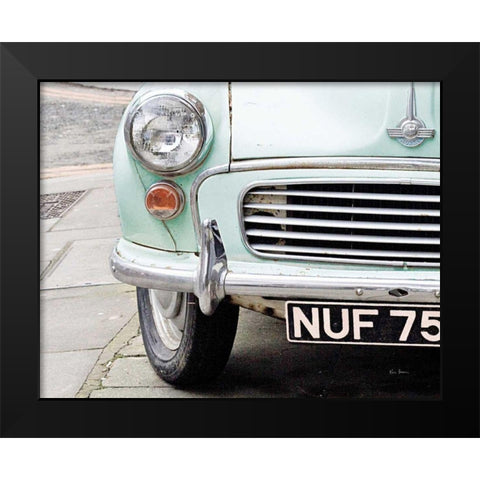 London Traveller Mint and Blush Black Modern Wood Framed Art Print by Bevan, Keri