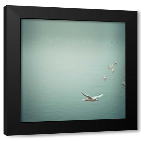 Soul Birds Harbor Gray Black Modern Wood Framed Art Print by Bevan, Keri