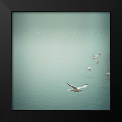 Soul Birds Harbor Gray Black Modern Wood Framed Art Print by Bevan, Keri