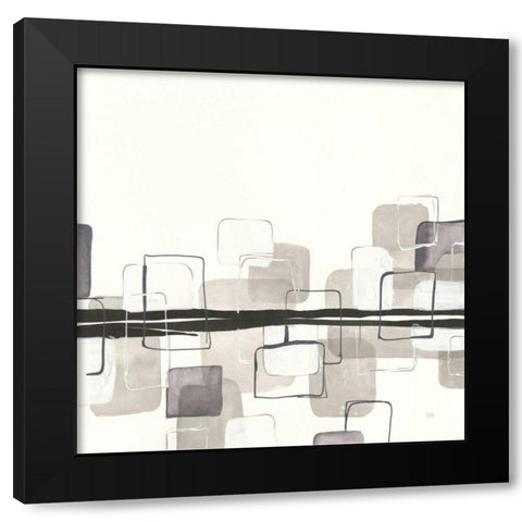 Placid Boxes II Black Modern Wood Framed Art Print with Double Matting by Paschke, Chris