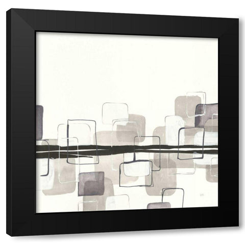 Placid Boxes II Black Modern Wood Framed Art Print with Double Matting by Paschke, Chris