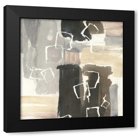 Dancing Squares I Black Modern Wood Framed Art Print with Double Matting by Paschke, Chris