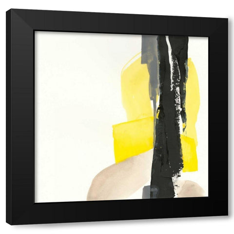 Black and Yellow I Black Modern Wood Framed Art Print with Double Matting by Paschke, Chris