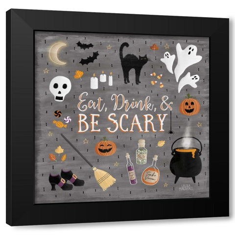 Haunted Halloween I Black Modern Wood Framed Art Print with Double Matting by Marshall, Laura