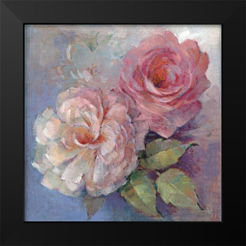 Roses on Blue I Crop Black Modern Wood Framed Art Print by McGowan, Peter