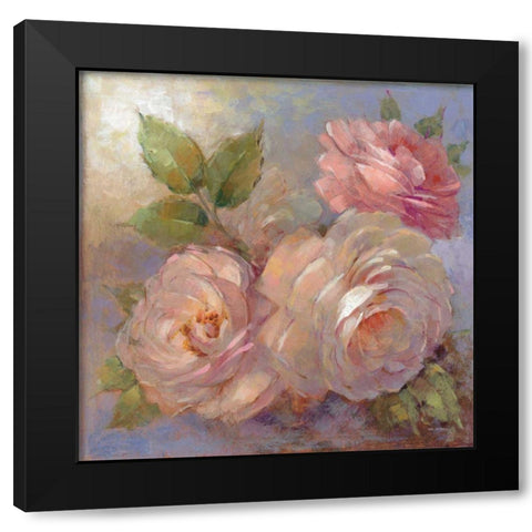 Roses on Blue II Crop Black Modern Wood Framed Art Print by McGowan, Peter