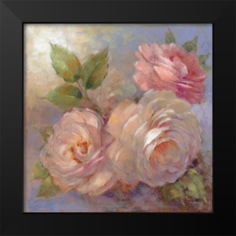 Roses on Blue II Crop Black Modern Wood Framed Art Print by McGowan, Peter