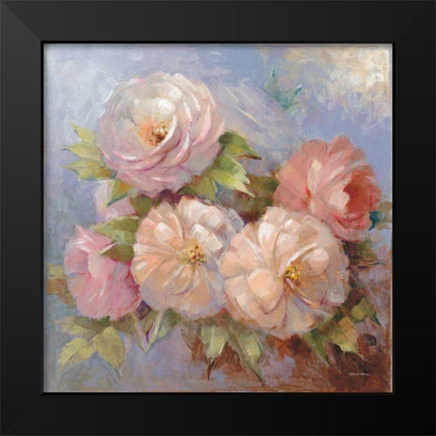 Roses on Blue III Crop Black Modern Wood Framed Art Print by McGowan, Peter