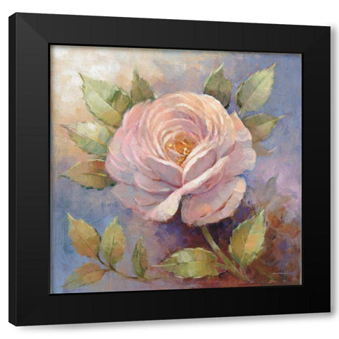 Roses on Blue IV Crop Black Modern Wood Framed Art Print with Double Matting by McGowan, Peter
