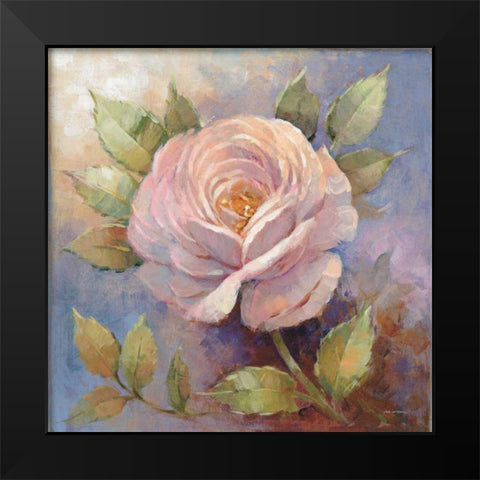 Roses on Blue IV Crop Black Modern Wood Framed Art Print by McGowan, Peter