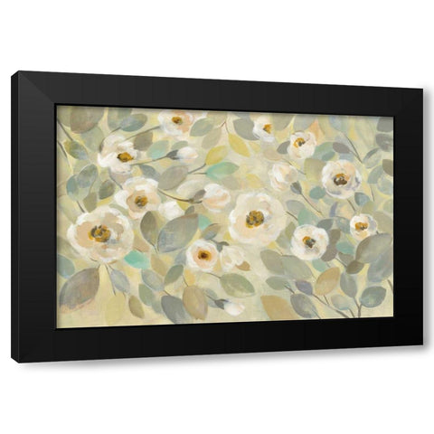 Blooming Branches Flower Black Modern Wood Framed Art Print by Vassileva, Silvia