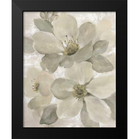 White on White Floral I Crop Neutral Black Modern Wood Framed Art Print by Vassileva, Silvia