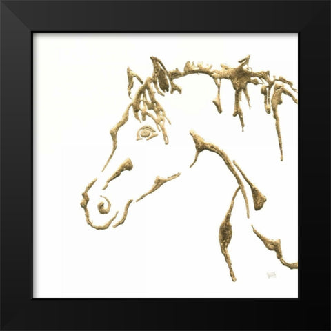 Gilded Cowpony on White Black Modern Wood Framed Art Print by Paschke, Chris