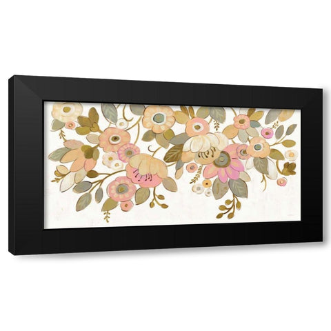 Decorative Pastel Flowers on White Black Modern Wood Framed Art Print with Double Matting by Vassileva, Silvia