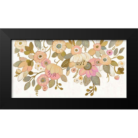 Decorative Pastel Flowers on White Black Modern Wood Framed Art Print by Vassileva, Silvia