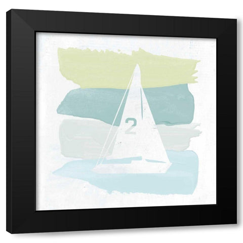 Seaside Swatch Sailboat Black Modern Wood Framed Art Print with Double Matting by Hershey, Moira