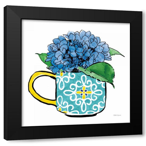 Floral Teacups III Black Modern Wood Framed Art Print by Grove, Beth