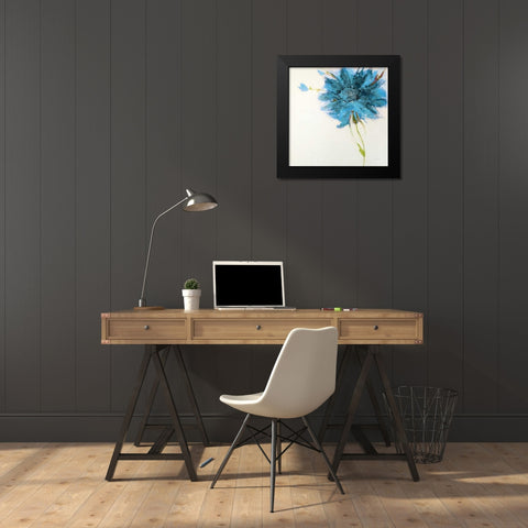 Turquoise Daisy on White Black Modern Wood Framed Art Print by Griggs, Jan