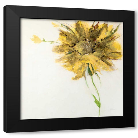 Yellow Daisy on White Black Modern Wood Framed Art Print by Griggs, Jan