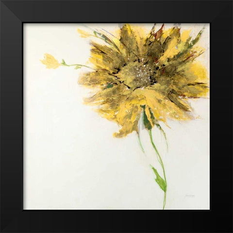 Yellow Daisy on White Black Modern Wood Framed Art Print by Griggs, Jan