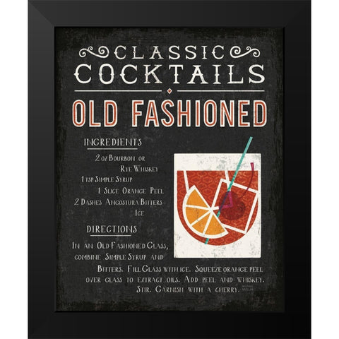 Classic Cocktail Old Fashioned Black Modern Wood Framed Art Print by Mullan, Michael