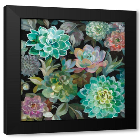 Floral Succulents v2 Crop Black Modern Wood Framed Art Print by Nai, Danhui