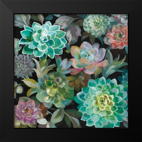 Floral Succulents v2 Crop Black Modern Wood Framed Art Print by Nai, Danhui