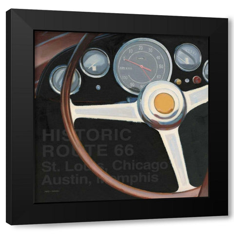 RPM I Route 66 Words Black Modern Wood Framed Art Print with Double Matting by Fabiano, Marco