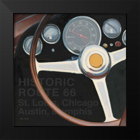 RPM I Route 66 Words Black Modern Wood Framed Art Print by Fabiano, Marco