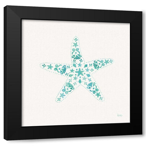 Sea Charms I Teal no Words Black Modern Wood Framed Art Print by Charron, Veronique