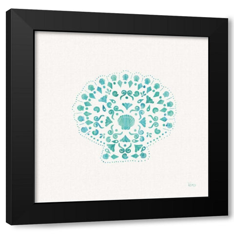 Sea Charms III Teal no Words Black Modern Wood Framed Art Print with Double Matting by Charron, Veronique