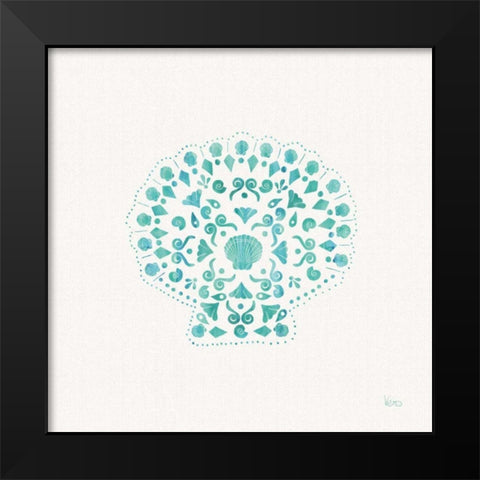 Sea Charms III Teal no Words Black Modern Wood Framed Art Print by Charron, Veronique