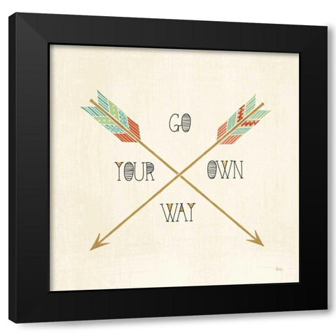 Southwest Geo V Black Modern Wood Framed Art Print with Double Matting by Charron, Veronique