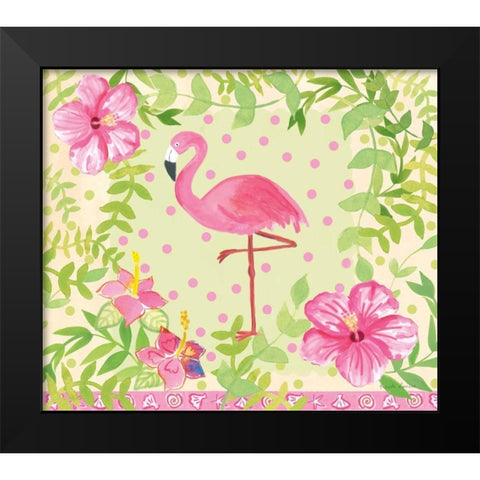 Flamingo Dance I Black Modern Wood Framed Art Print by Zaman, Farida