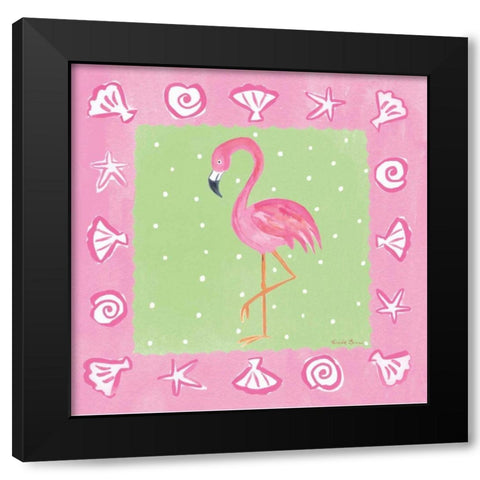 Flamingo Dance II Black Modern Wood Framed Art Print with Double Matting by Zaman, Farida