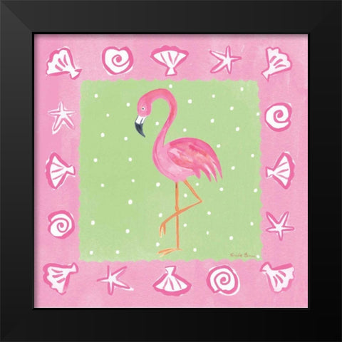 Flamingo Dance II Black Modern Wood Framed Art Print by Zaman, Farida