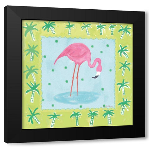 Flamingo Dance III v2 Black Modern Wood Framed Art Print with Double Matting by Zaman, Farida