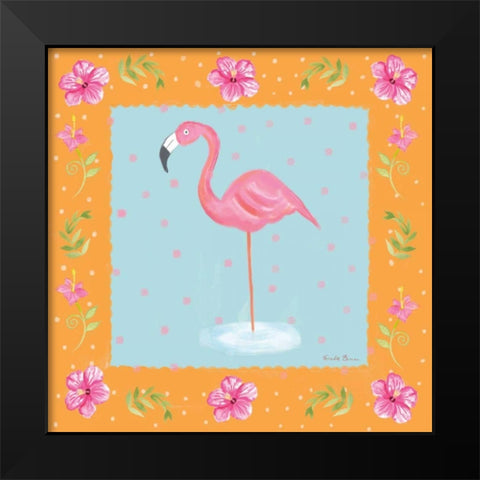 Flamingo Dance IV Black Modern Wood Framed Art Print by Zaman, Farida