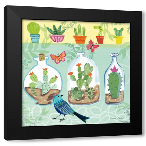 Cacti Garden I Black Modern Wood Framed Art Print with Double Matting by Zaman, Farida