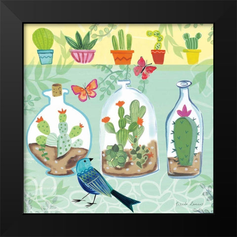 Cacti Garden I Black Modern Wood Framed Art Print by Zaman, Farida