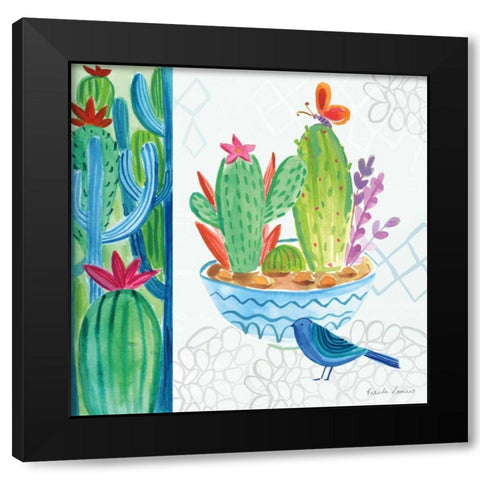 Cacti Garden II Black Modern Wood Framed Art Print with Double Matting by Zaman, Farida